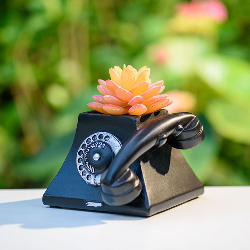 Yardwe 1pc Plant Pot Animal Succulent Planter Pots Telephone Shaper Flowerpot Retro Pot Modern Cute Pots Vintage Pot Garden Flowerpot Outdoor Office Juicy Resin Desk