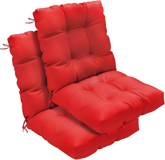 Outdoor Chair Cushions Set of 2, High Back Soft Seat Pad