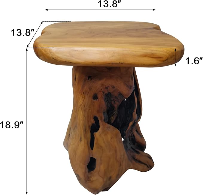 Brefhome 18.9" Tall Cedar Tree Stump Stool, Natural Wood Side Table,