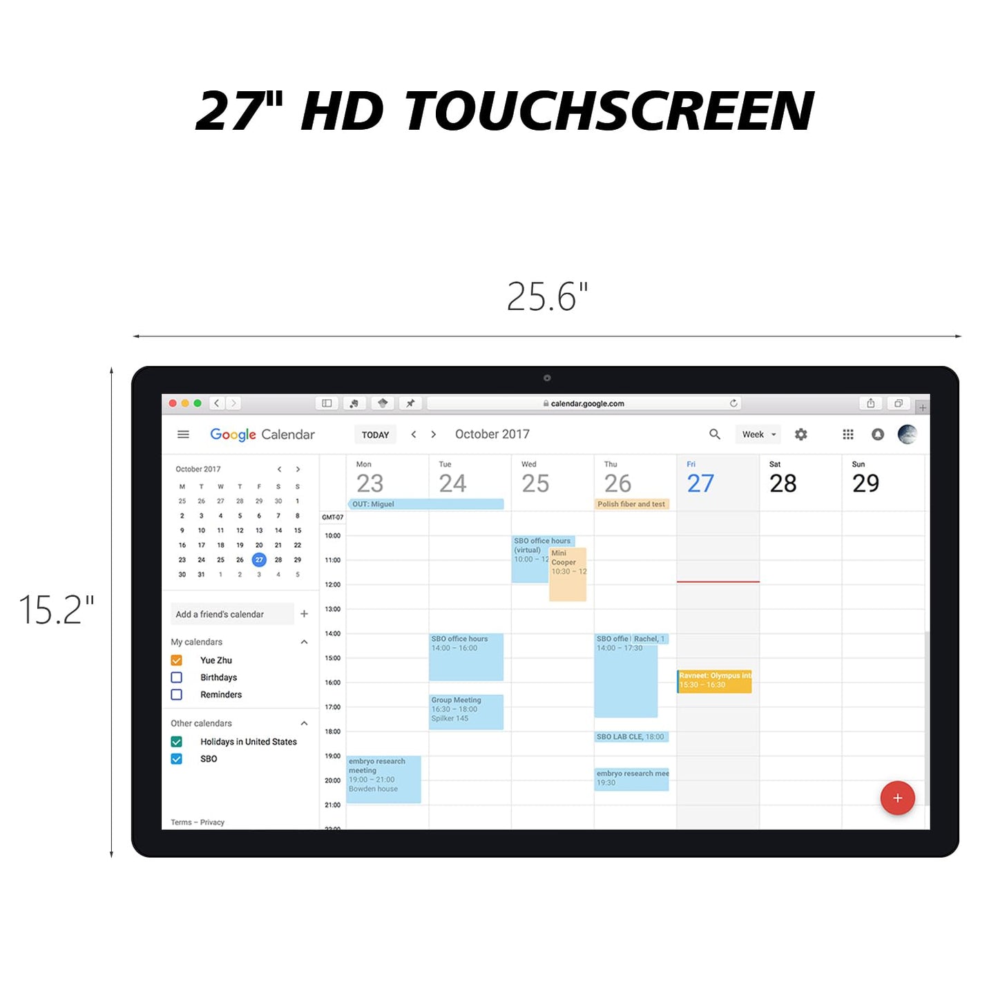 TouchWo 27 inches Touchscreen Digital Calendar & Wall Planners, Smart Whiteboard Calendar for Chore Chart & Work Schedule, Built in Speakers and Camera, Include Wall Mount & Desk Stand