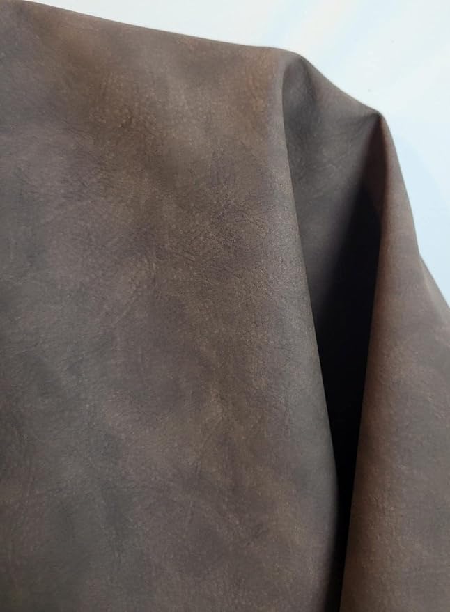 NAT Leathers | Dark Brown Tumbled Nubuck Calf Soft Faux Vegan Leather PU | 10