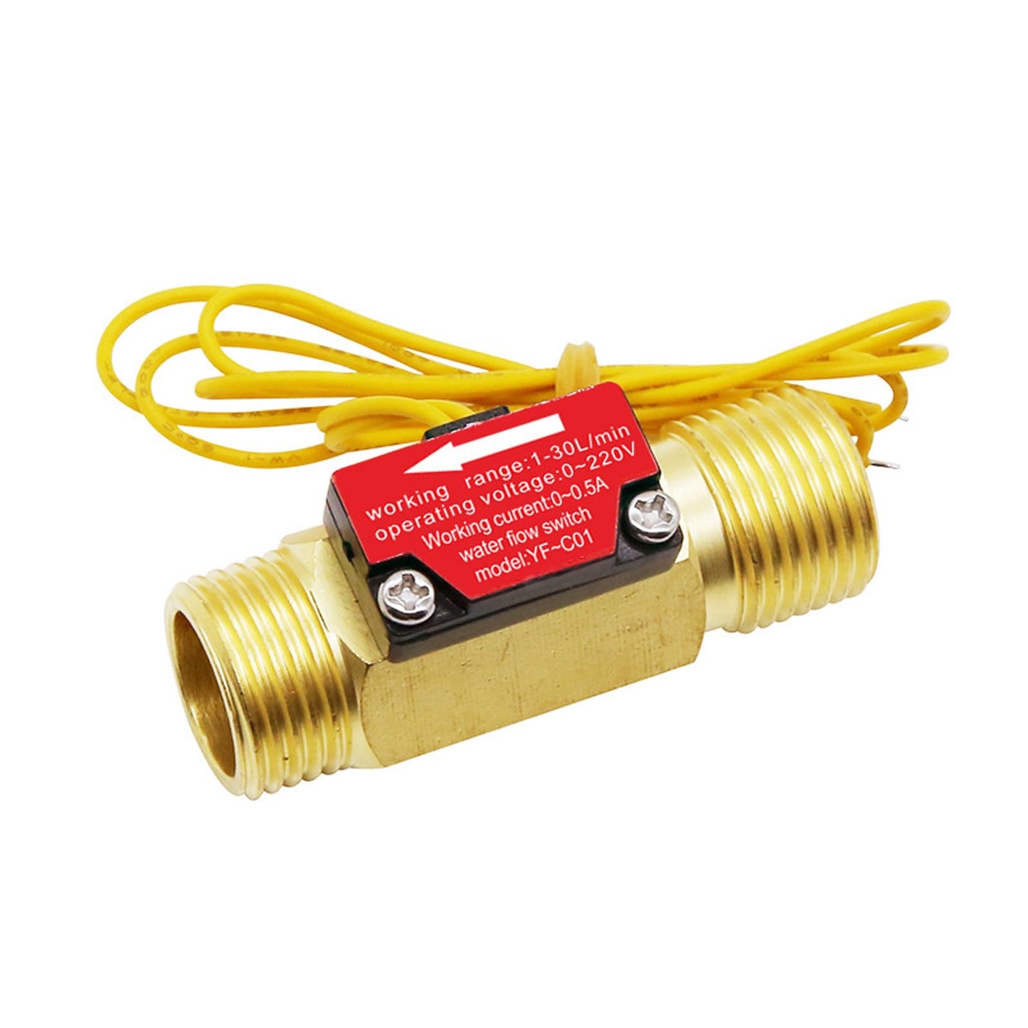 GREDIA G1/2" Hall Effect Liquid Water Flow Switch Control Flowmeter Counter Meter for Humidifier Water Dispenser Shower Water Heater Copper BSP Male Thread 1-30L/Min