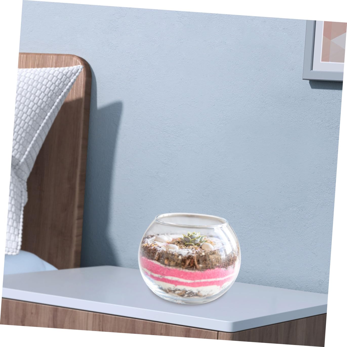 WATIIFUFU Glass Vase Hydroponic Plant Holder 15cm Round Bubble Fish Bowl Terrarium Container for Home Office Desktop Decoration