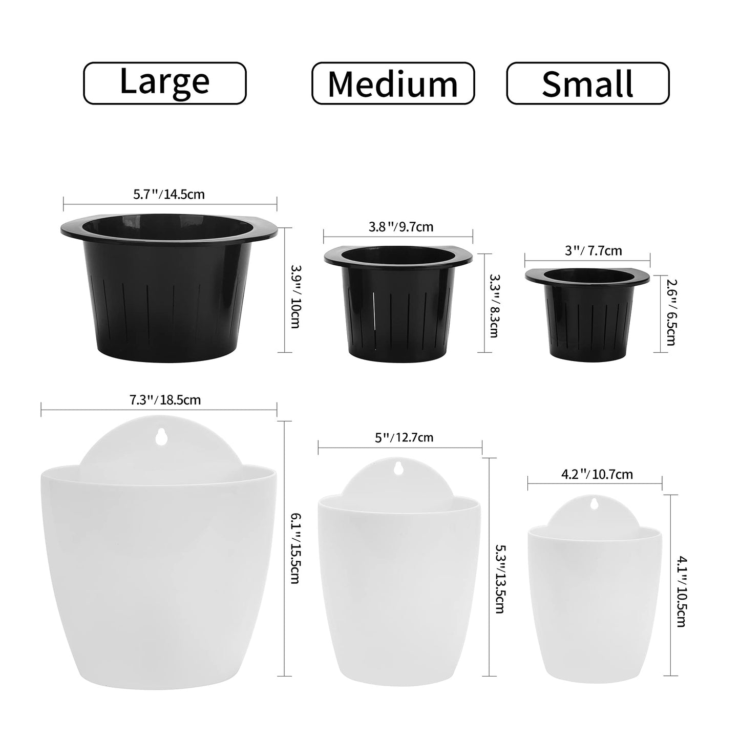 ORIMERC 6 Pack Hanging Planter Wall Planter Self Watering 5 inch Plant Pot with Hardware Vertical Planter Outdoor Indoor Plants Herb Garden Home Décor Kitchen Balcony Railing Shelf Fence (Medium)