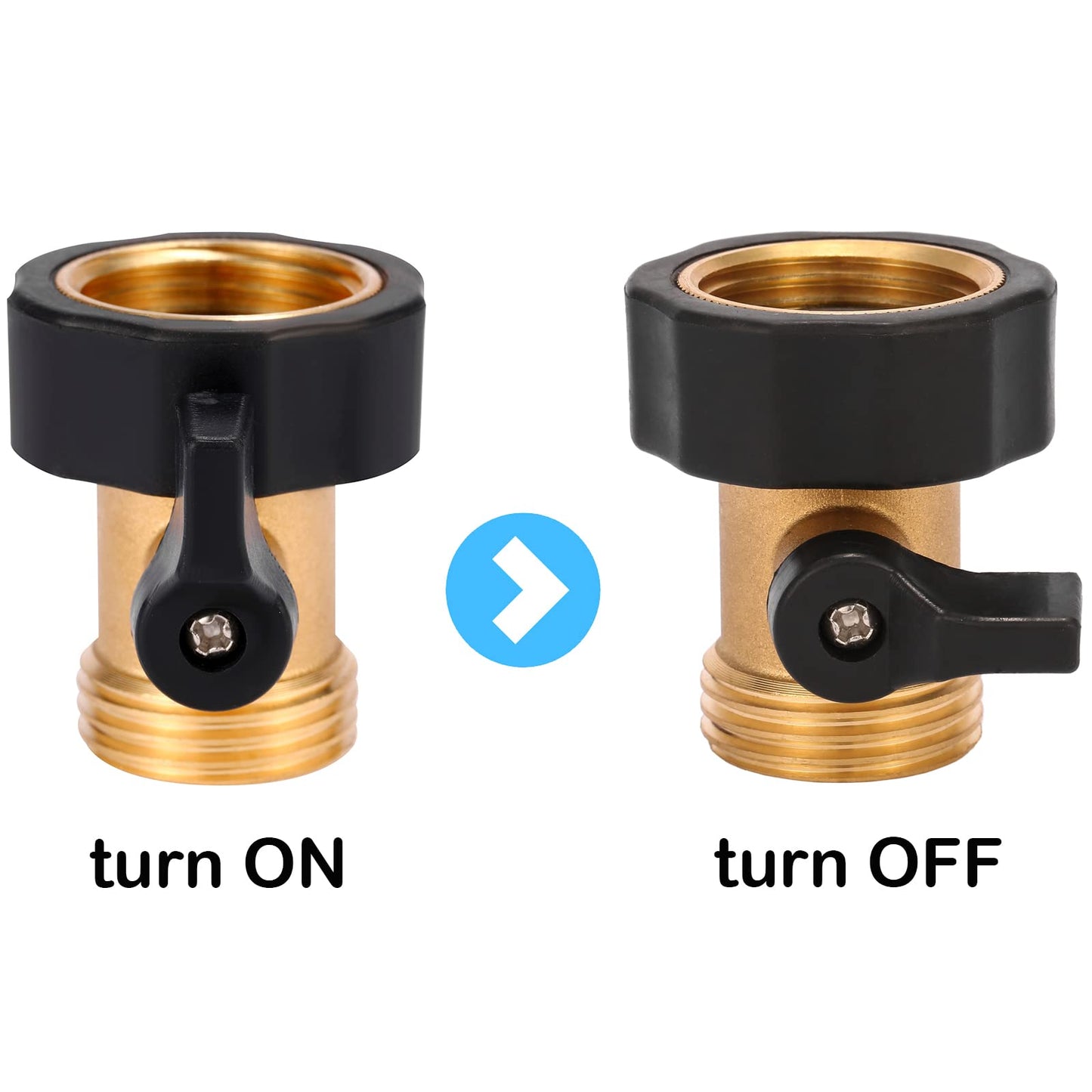 Sanpaint Water Hose Shut Off Valve, 4 Pack Heavy Duty 3/4 Inch Solid Brass Garden Hose Connector