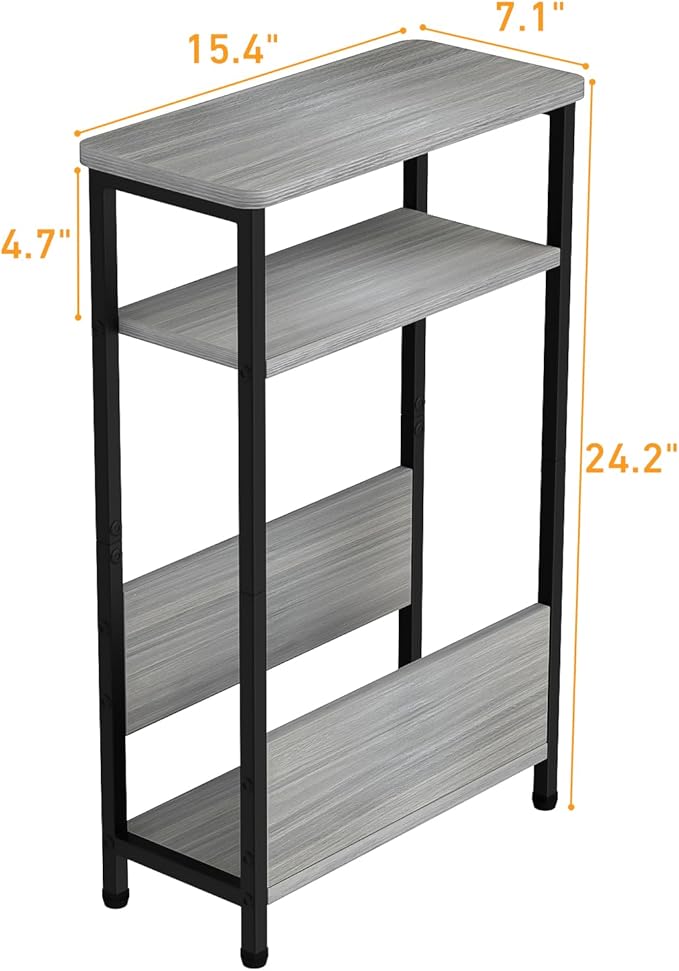 THUMEYE 7.1" Narrow Side Table for Small Spaces, 3 Tier Small End Table