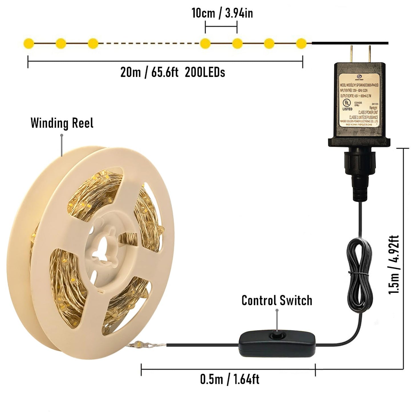 RUICHEN Plug in Fairy Lights with Switch, Waterproof 66 Ft 200 LED Silver Wire Starry String Firefly Lights for Bedroom, Patio, Garden, Balcony, Dorm, Red
