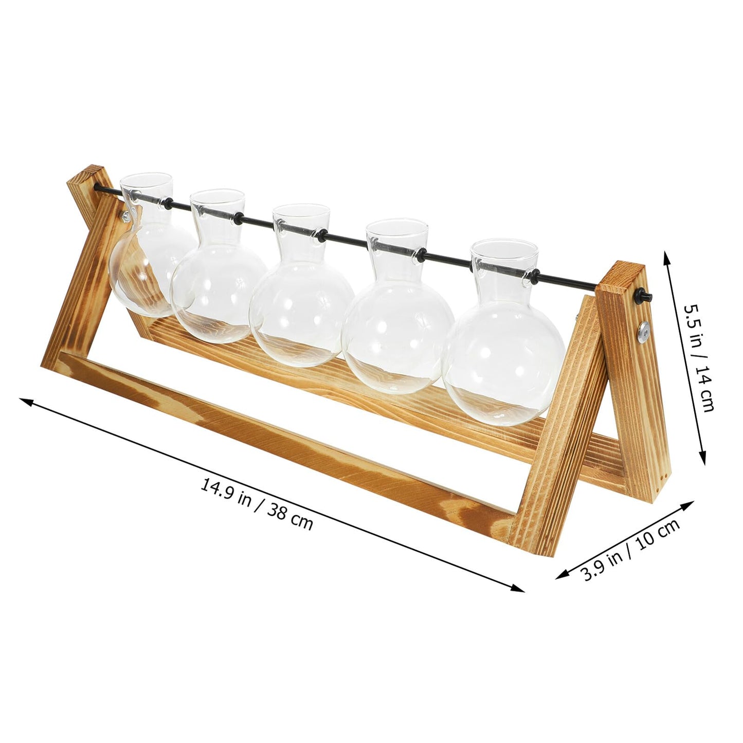 NUOBESTY Glass Plant Propagation Station Set with Metal Stand, 5 Glass Vases for Indoor Hydroponic Plants, Home Décor Terrarium Display for Desktop and Greenery Arrangement
