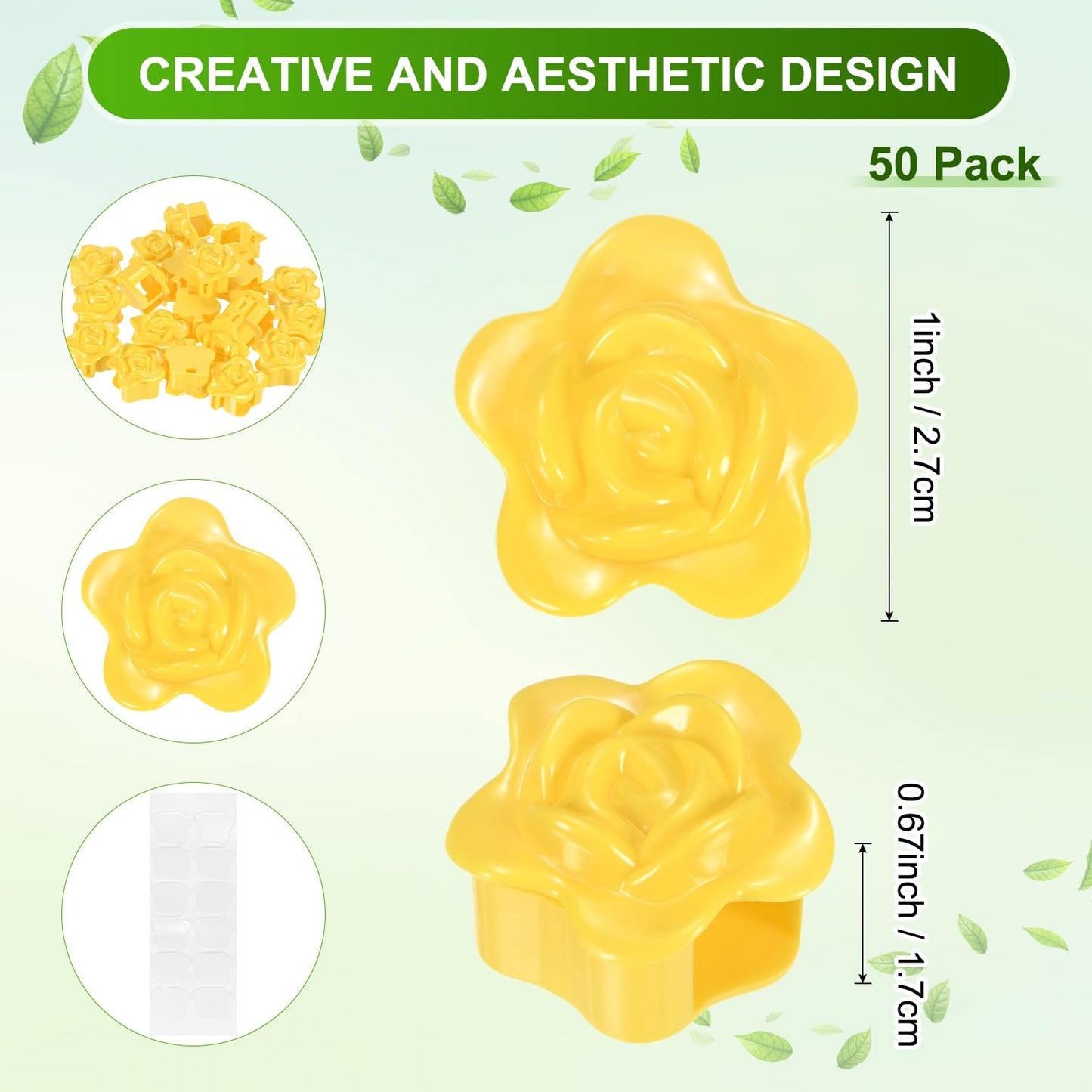 M METERXITY 100 Pack Plant Wall Clips, Self-Adhesive Plant Climbing Wall Clips Fixer with Acrylic Adhesive Sticker for Vine Support/Indoor/Outdoor Decor [Rose-Yellow]