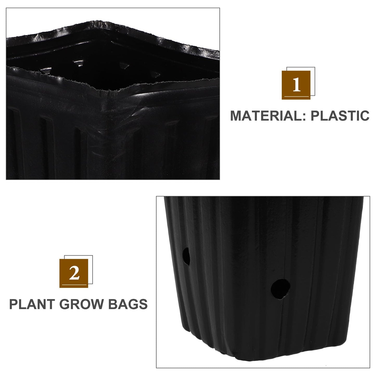 Sewroro 30 Pcs Plant Grow Bags Plastic Thickened Nursery Seedling Bags Gardening Planting Containers for Trees and Flowers
