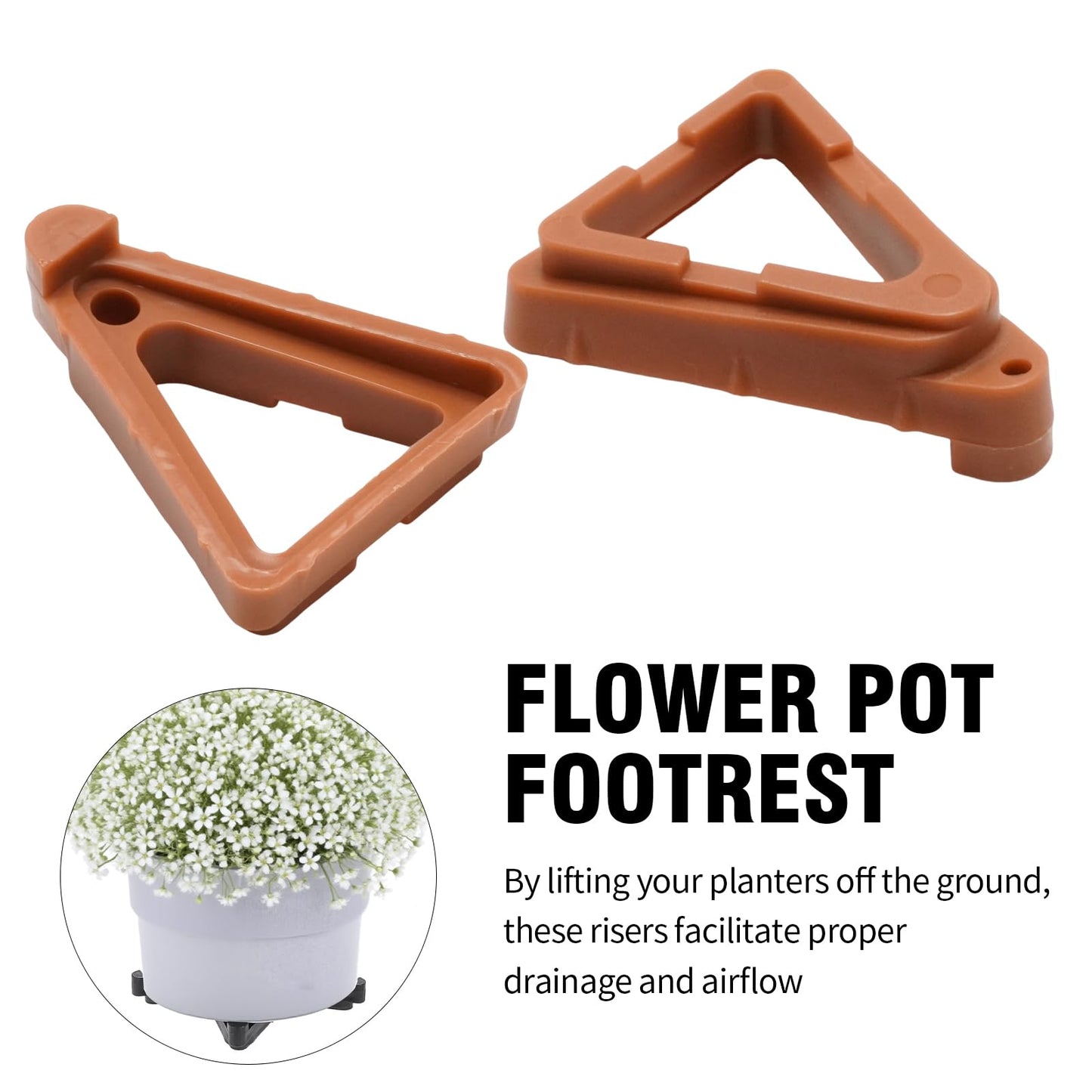 Vkinman 12 Pcs Plant Pot Feet, Invisible Flower Pot Risers Toes Prevent Stains and Water Damage, for Flower Plant Indoor Outdoor Patio Deck Garden Greenhouse(Brown)