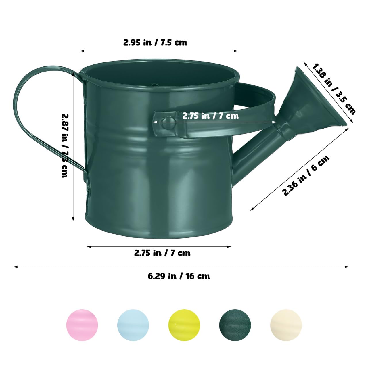 NUOBESTY 5Pcs Mini Kids Watering Can Set, Metal Cans Toddlers Small Long Spout Watering Can for Garden Play, Indoor Balcony Plants, Patio Flowers, Little Hands (Random Colors)