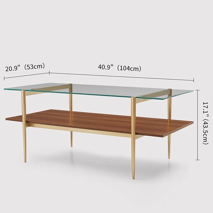 LumFurn Rectangle Coffee Table, Mid-Century Modern Design, L41 W21 x H17