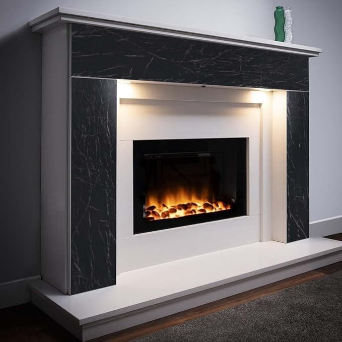 Arthome Black Marble, 17x393 Inches Peel and Stick Wallpaper, Marble Contact