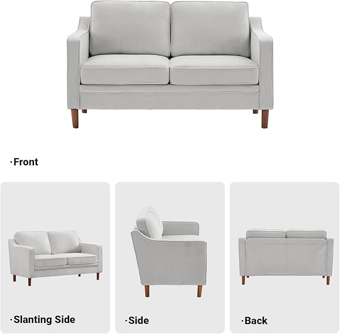Kingfun 56" Chenille Sofa, Loveseat Couch, Mid Century Modern Love Seat Couches