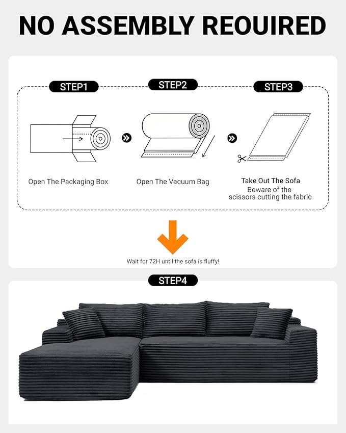 108 Inch Cloud Sectional Couch, Modern Modular Sectional Sofa