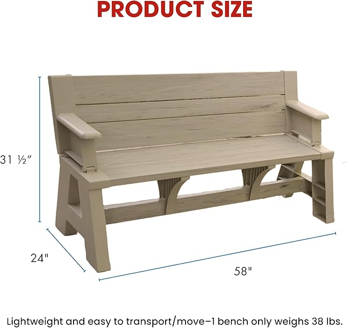 Convert-a-Bench Gen 1 2-in-1 Outdoor Convertible Bench to Picnic Table |