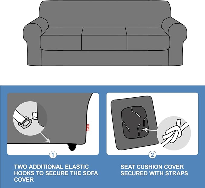 CUCRAF Cushion Sofa Cover 4 Piece Slipcovers, Soft Thick Velvet Couch Cover