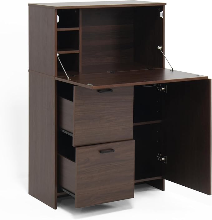 Foldable Desk Cabinet with Storage Drawers & Shelves