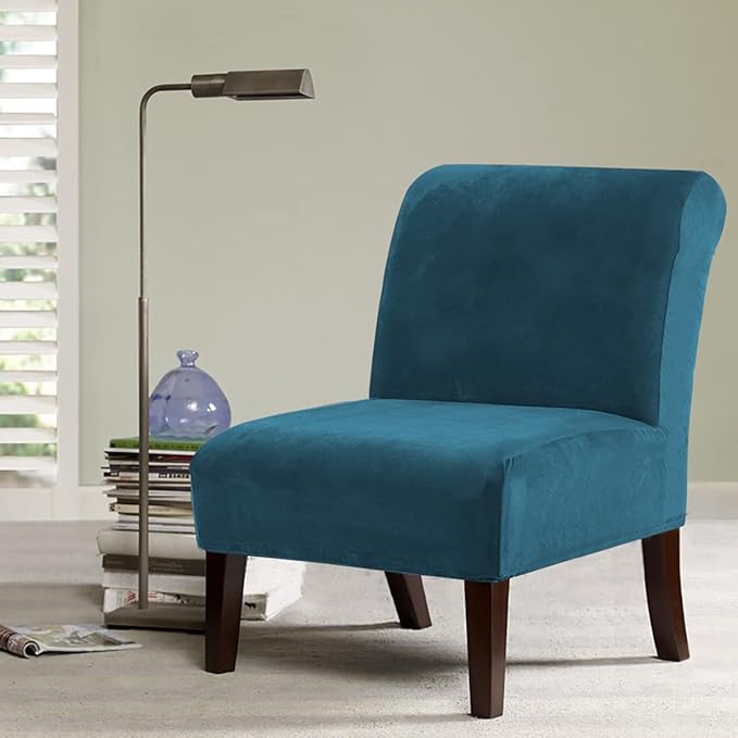 H.VERSAILTEX Armless Accent Chair Covers Thick Velvet Armless Chair Slipcovers