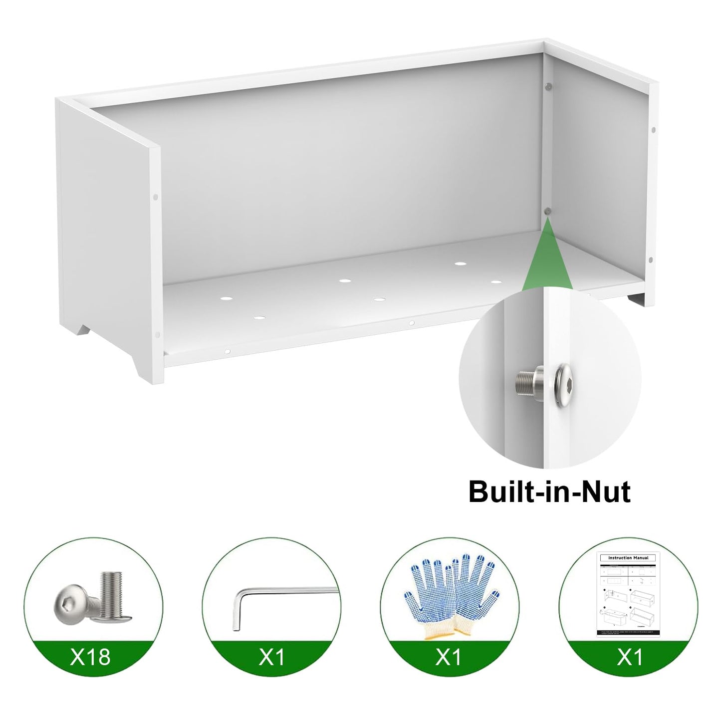 36" White Rectangular Planter, 36x15x15 Inch Large Metal Flower Box with 6 Drainage Holes, Raised Bottom, Galvanized Outdoor Planter for Patio Garden Deck, Heavy Duty Planter for Vegetables Shrubs