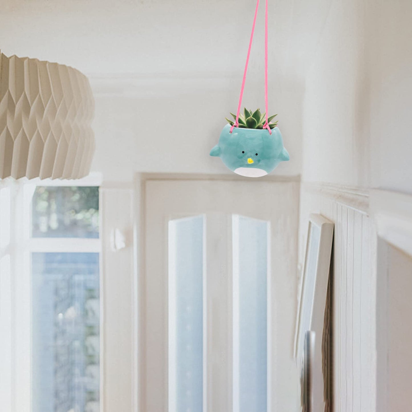 Song Qing Ceramic Flying Bird Hanging Planter for Indoor Outdoor Decor Cute Animal Hanging Plant Holder Flower Pot for Succulents Herbs & Small Plants Garden Bonsai with Drainage Hole Gifts for Women