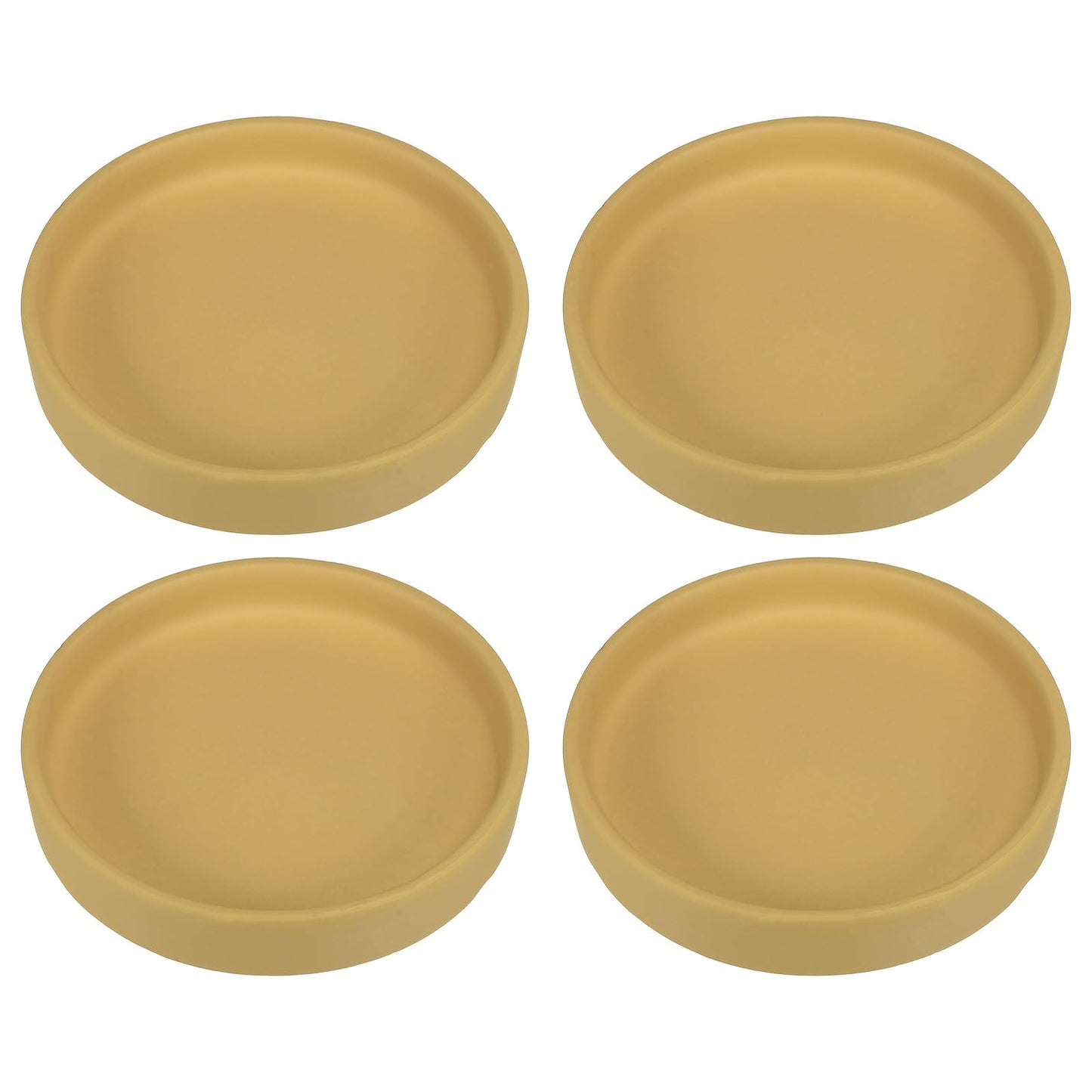 PATIKIL 4.5 Inch Round Ceramic Plant Saucer, 4 Pack Plant Saucer Tray Flower Planter Drip Tray for Indoors Outdoors Patio Balcony, Yellow