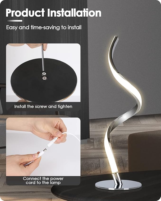 Yarra-Decor Modern Spiral Bedside Lamp