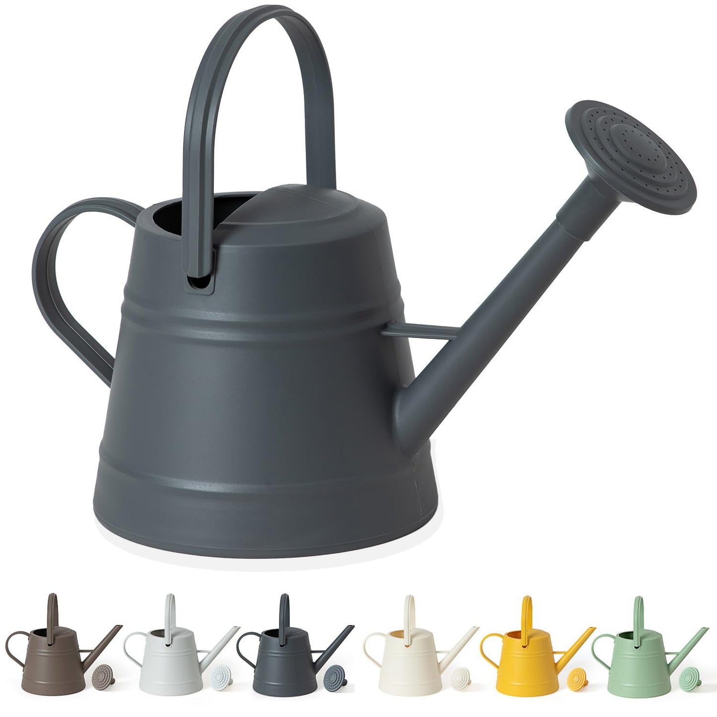 1 Gallon Watering Can for Plants, Watering Cans for Indoor&Outdoor Gardening, Water Can with Ergonomic Movable Handle (Dark Grey)
