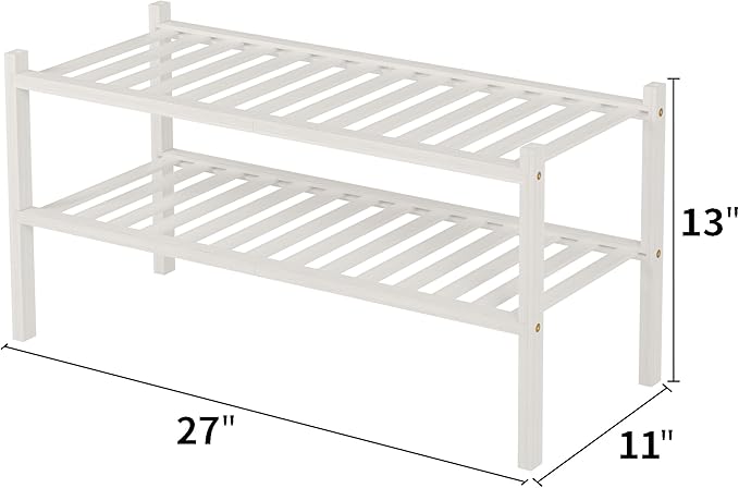 ROMGUAR CRAFT 2 Tier Bamboo Shoe Rack