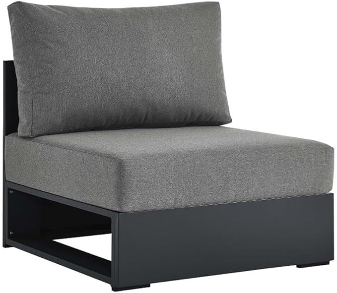 Modway Tahoe Aluminum Armless Patio Gray Charcoal Modular Weather-Resistant