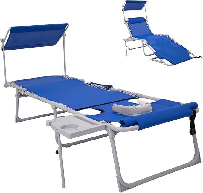 #WEJOY Tanning Chair with Face Hole & Canopy & Side Table, 5 Positions