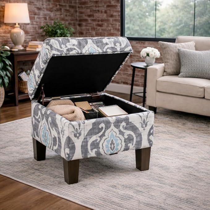 Homepop Home Decor |K7646-A750 | Upholstered Modern Rectangular Storage Ottoman