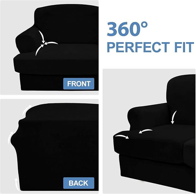 CUCRAF Cushion Sofa Cover 4 Piece Slipcovers, Soft Thick Velvet Couch Cover