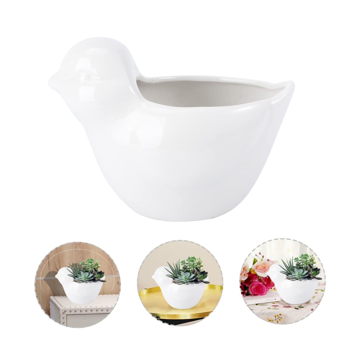 HIAKDOFT Ceramic Flowerpot for Succulents Cute Cartoon Animal Design Decorative Planter for Indoor Garden Creative Micro Landscape Pot for Balcony Bird Modeling