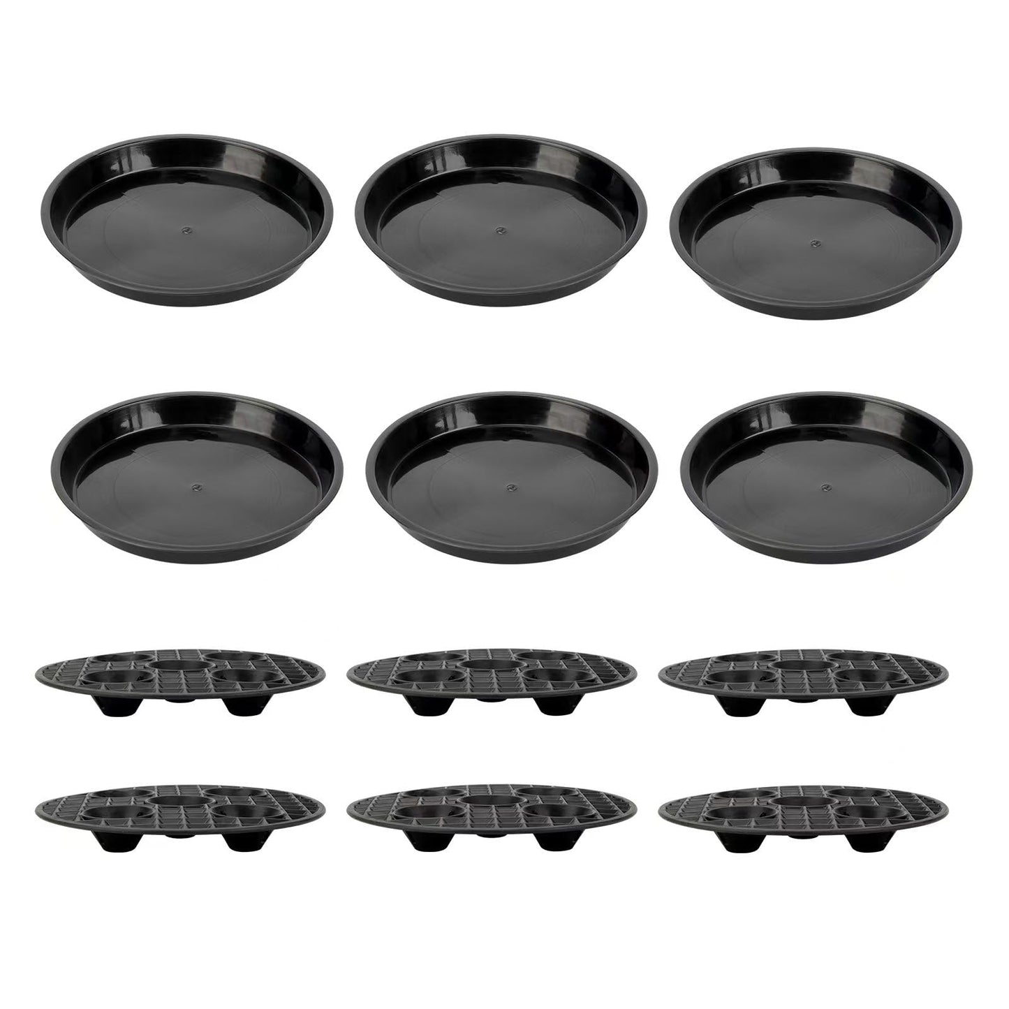 KVMORZE 12 Pack 8 In Plant Saucer Stand Set, Heavy Duty Plant Drip Trays with Elevated Plant Saucer Pot Base with Drainage Hole, Flower Pot Tray Plant Pot Container Accessories for Indoor Outdoor