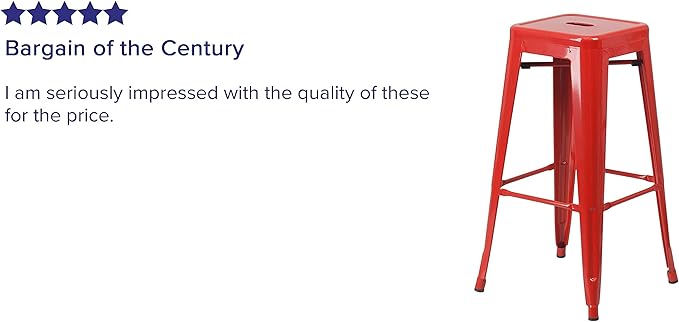 Flash Furniture Lily 4 Pack Commercial Grade 30" High Backless Red Metal