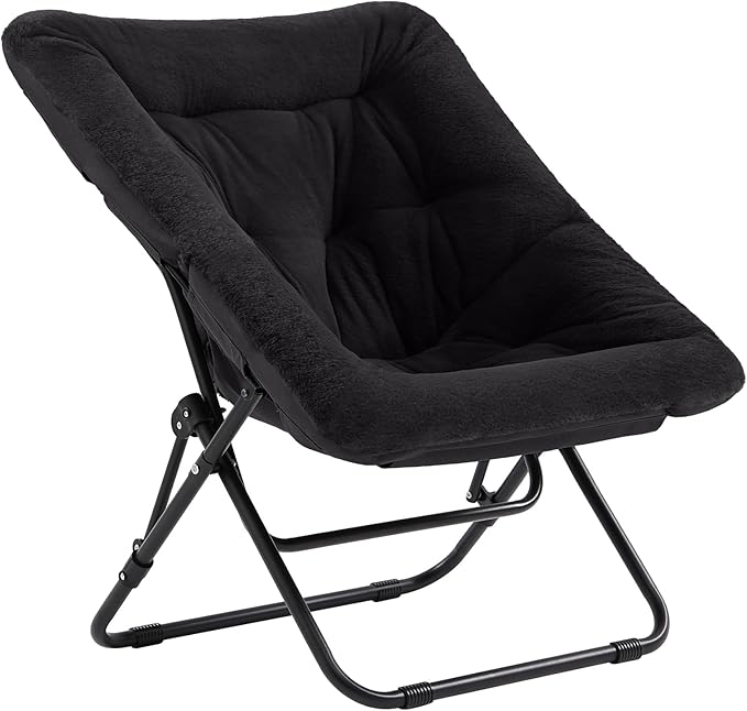 Tiita Comfy Folded Chair, Soft Faux Fur Oversized Folding Accent Chair
