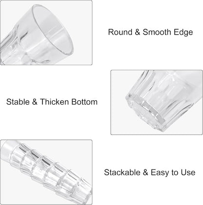 Plastic Drinking Glasses Set of 6, Unbreakable Water Tumbler, Acrylic Plastic Cups, Reusable Kids Drinking Cups for Children Kitchen Cocktail Picnic Party Juice Whiskey Wine (6pc-clear-160ml/5.4oz)