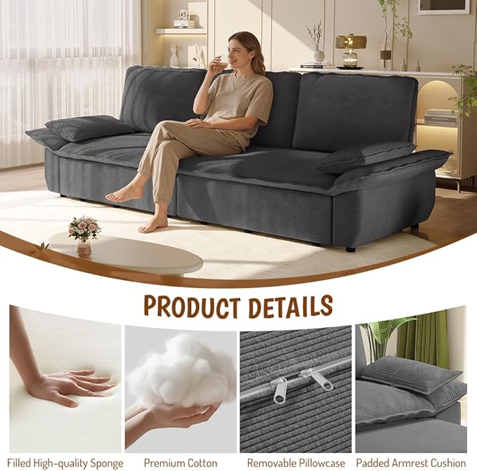 KEIKI 94.5" King 3-in-1 Sleeper Sofa, Oversized Pull-Out Couch