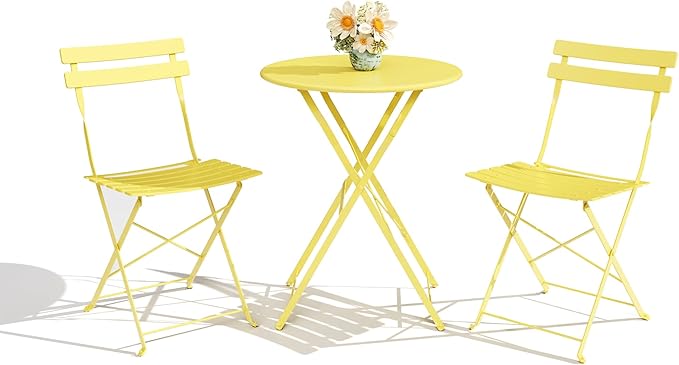 Bistro Table and Chairs Set of 2, 3 Piece Outdoor/Indoor Folding Patio Bistro