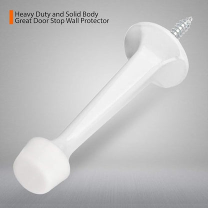 10 Pack Solid Rigid Door Stops - Heavy Duty Door Stoppers Wall Protector with Soft Rubber Tips, White