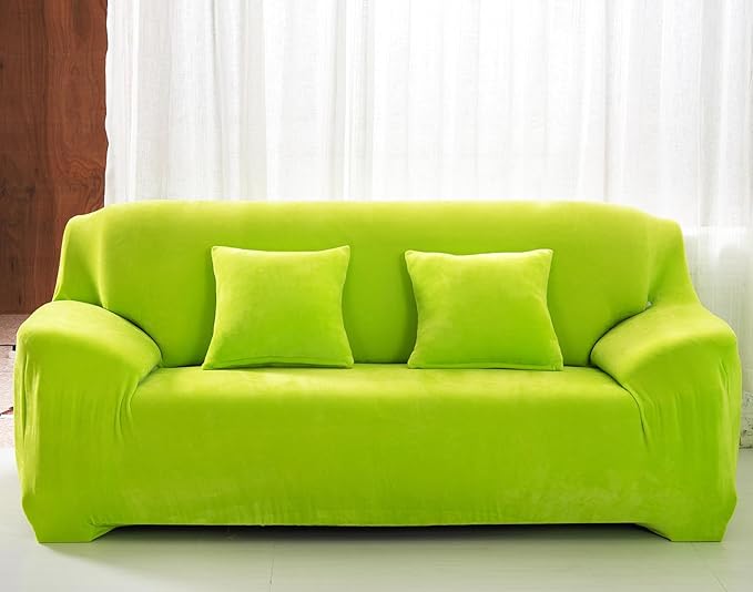 vctops 4 Seater Velvet Plush Stretch Sofa Slipcover 1-Piece Sofa Cover