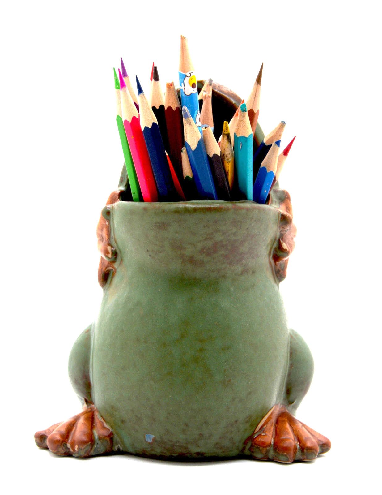 MONMOB 7" Ceramic Frog Shaped Plant Pot for Bonsai Flower Succulent Planter Candy Dish Pencil Holder Decor Multipurpose Green Frog Gift