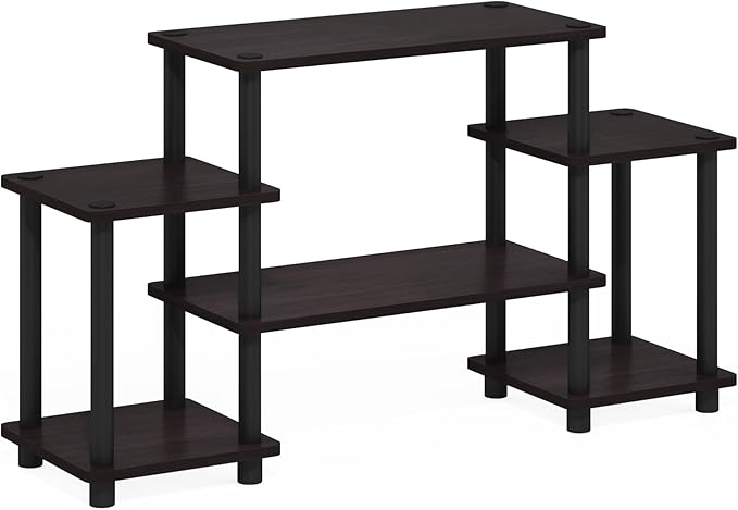 Furinno Turn-N-Tube No Tools Entertainment Center, Square corner, Dark Walnut