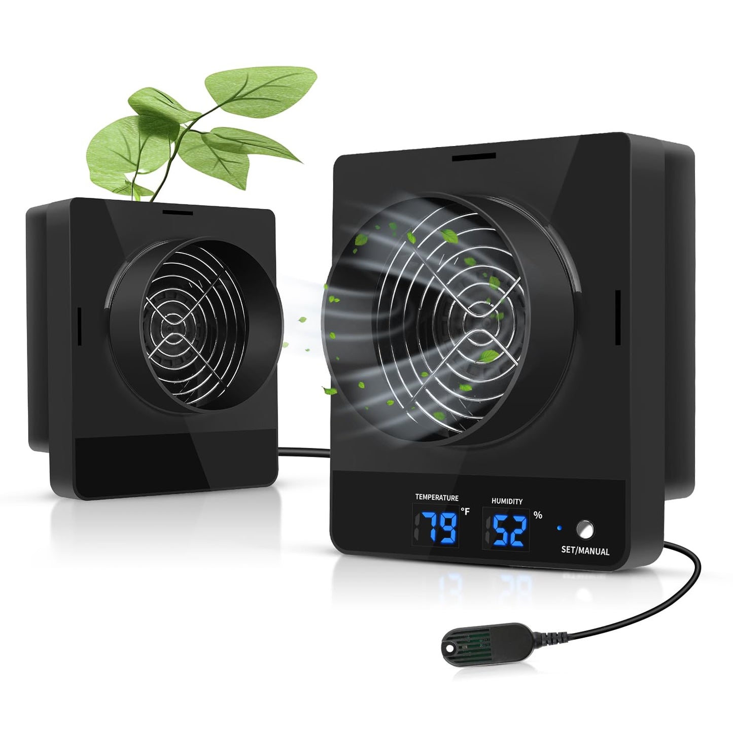 DAOTAILI 4-Inch Grow Tent Inline Duct Fan, Smart Temperature & Humidity Control, Automatic Ventilation System, for Grow Tents, Mushroom Rooms, Greenhouses (2-Pack)
