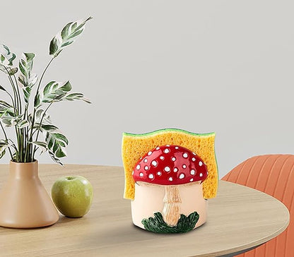 Mushroom Kitchen Sponge Holder Red Ceramic Sponge Holder