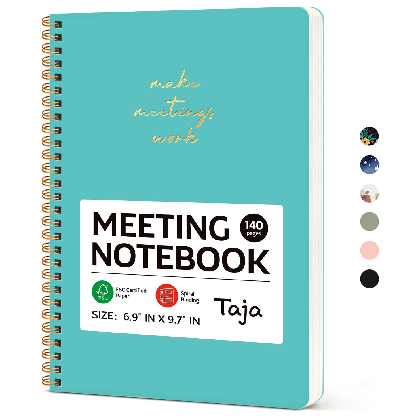 Meeting Notebook for Work Organization - Work notebook with action items, Meeting Minutes Planner Notebook, Perfect Office Supplies for Men & Women - Aquamarine