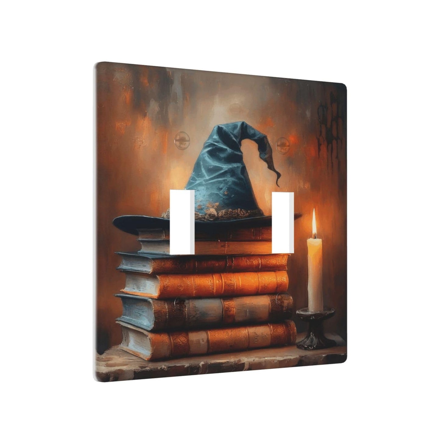 Decorative Art Light Switch Covers Enchanted Witch Hat Halloween 2 Gang Double Toggle Wall Plate Decorative Switchcover Electrical Switchplate for Home Decor