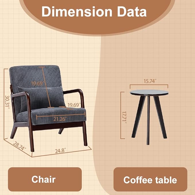 Mid-Century Modern Accent Chair & Coffee Table Set